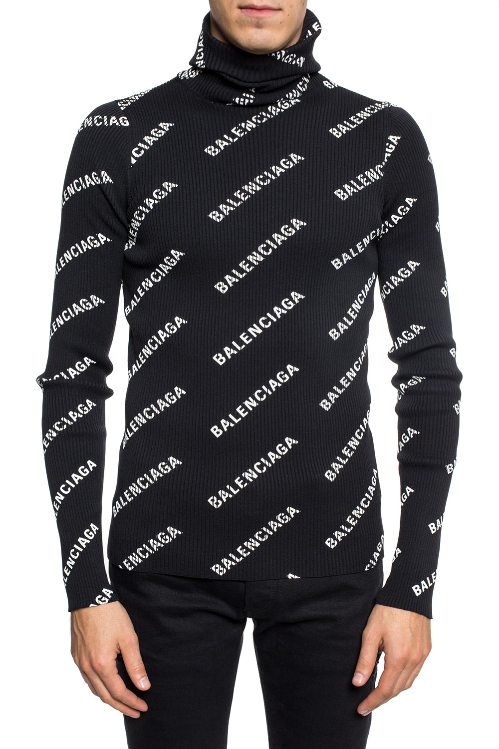 Balenciaga Ribbed turtleneck sweater with logo | Men's Clothing ...